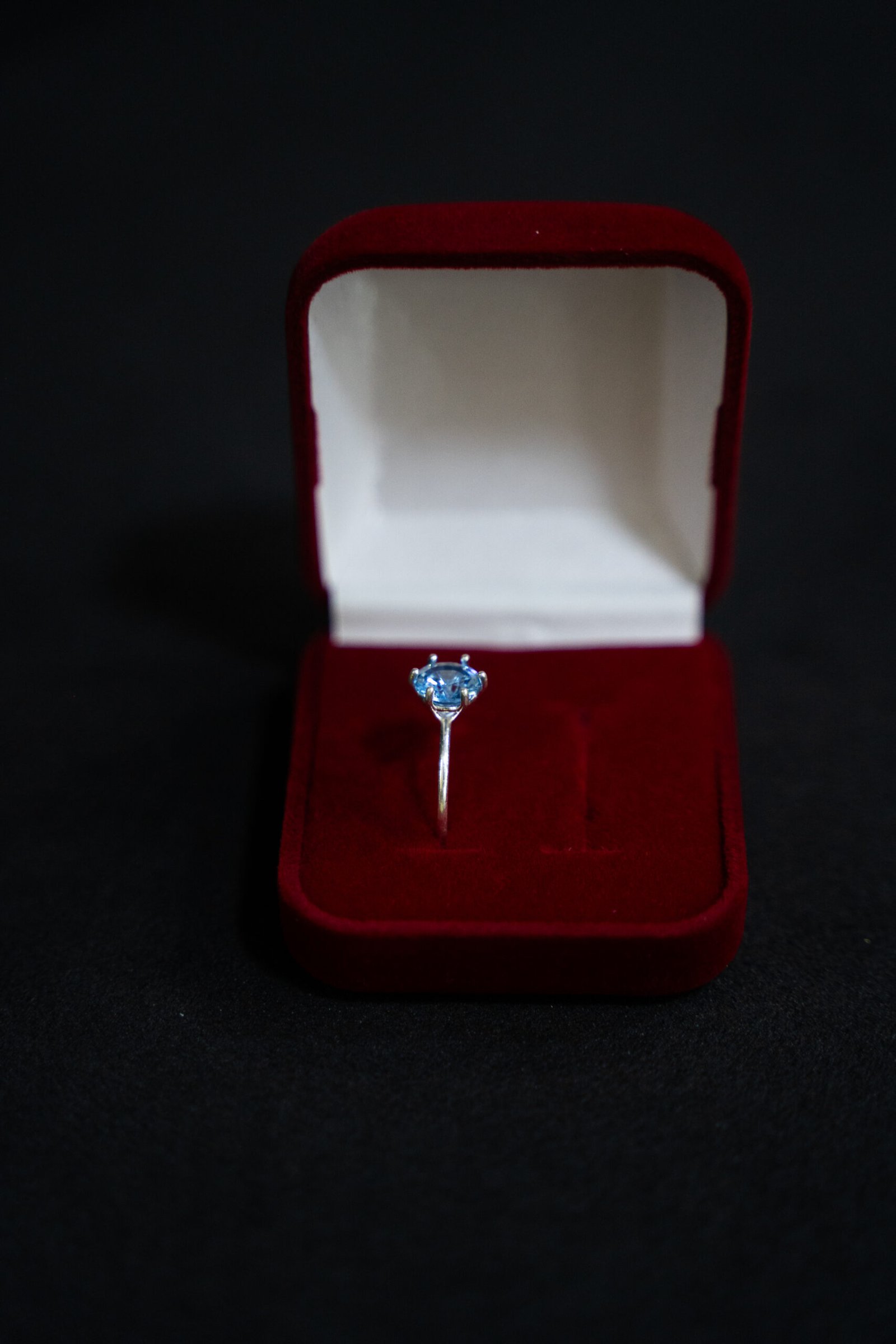 Anel com Pedra Azul 6mm